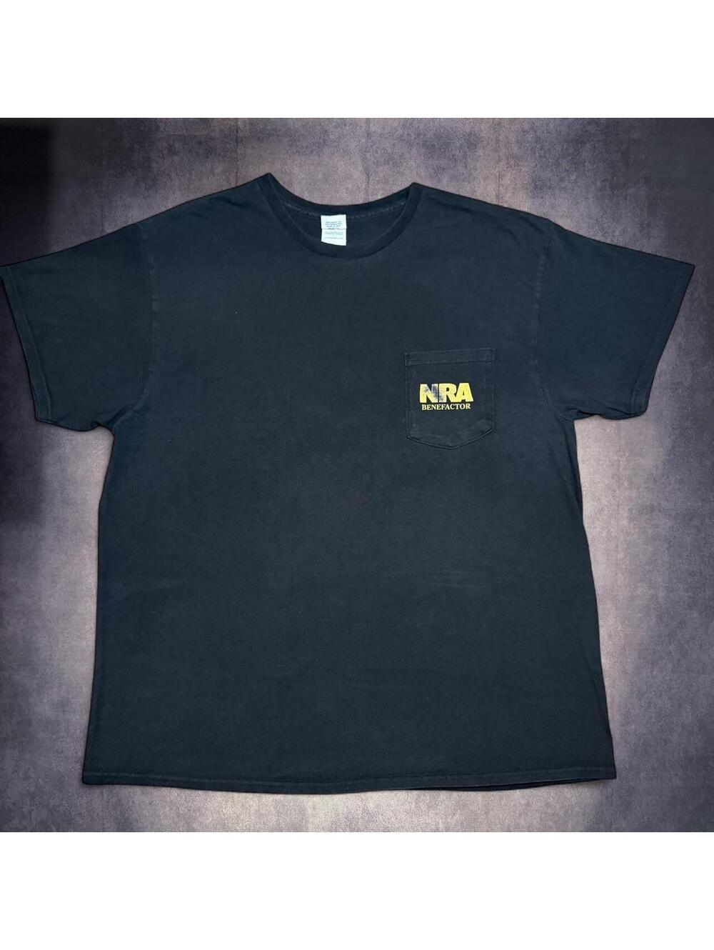 Vintage NRA Patriot Life Member black pocket t-shirt